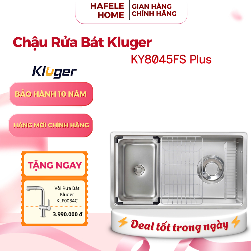 Chậu Rửa Bát 1 Hố Kluger TOYA Series KY8045FS – S80 Basic/ Plus - Kháng Nước Hiệu Quả - EEH