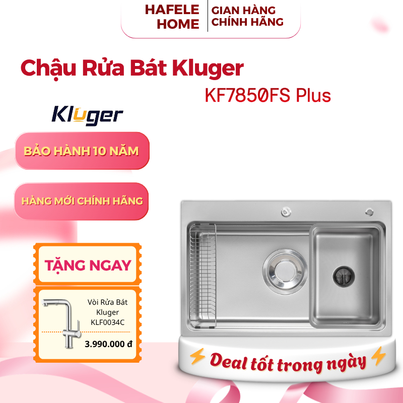 Chậu Rửa Chén Kluger KF7850FS Basic/ Plus - Bề Mặt Super Linen Chống Trầy Xước - EEH