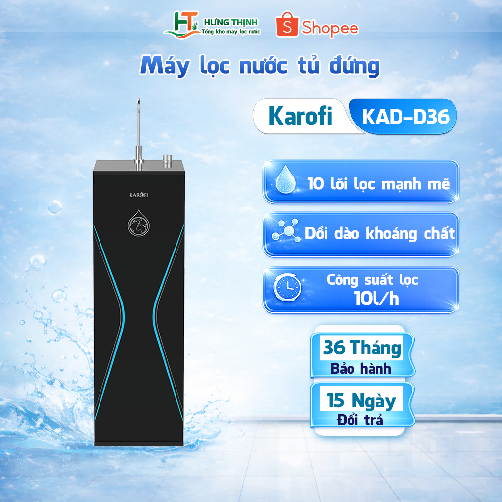 MÁY LỌC NƯỚC KAROFI KAQ-D36 - 10 LÕI CHUẨN NƯỚC UỐNG TRỰC TIẾP BH Chính Hãng