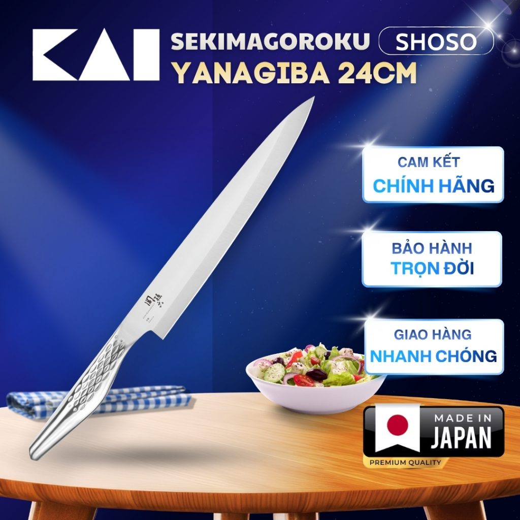 Dao sashimi Nhật KAI Sekimagoroku Shoso Yanagiba Dao tay phải chuyên dụng cho cắt thái sushi sashimi