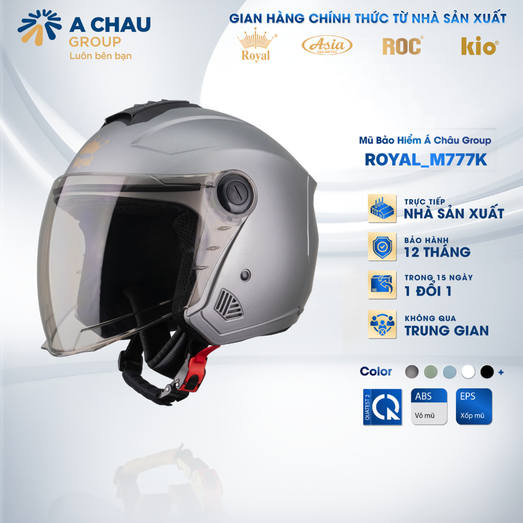 [Nhà Sản Xuất] Mũ Bảo Hiểm 3/4 Kính Trà Royal M777K Chính Hãng, Nón Bảo Hiểm Cho Nam Nữ Đi Xe Máy
