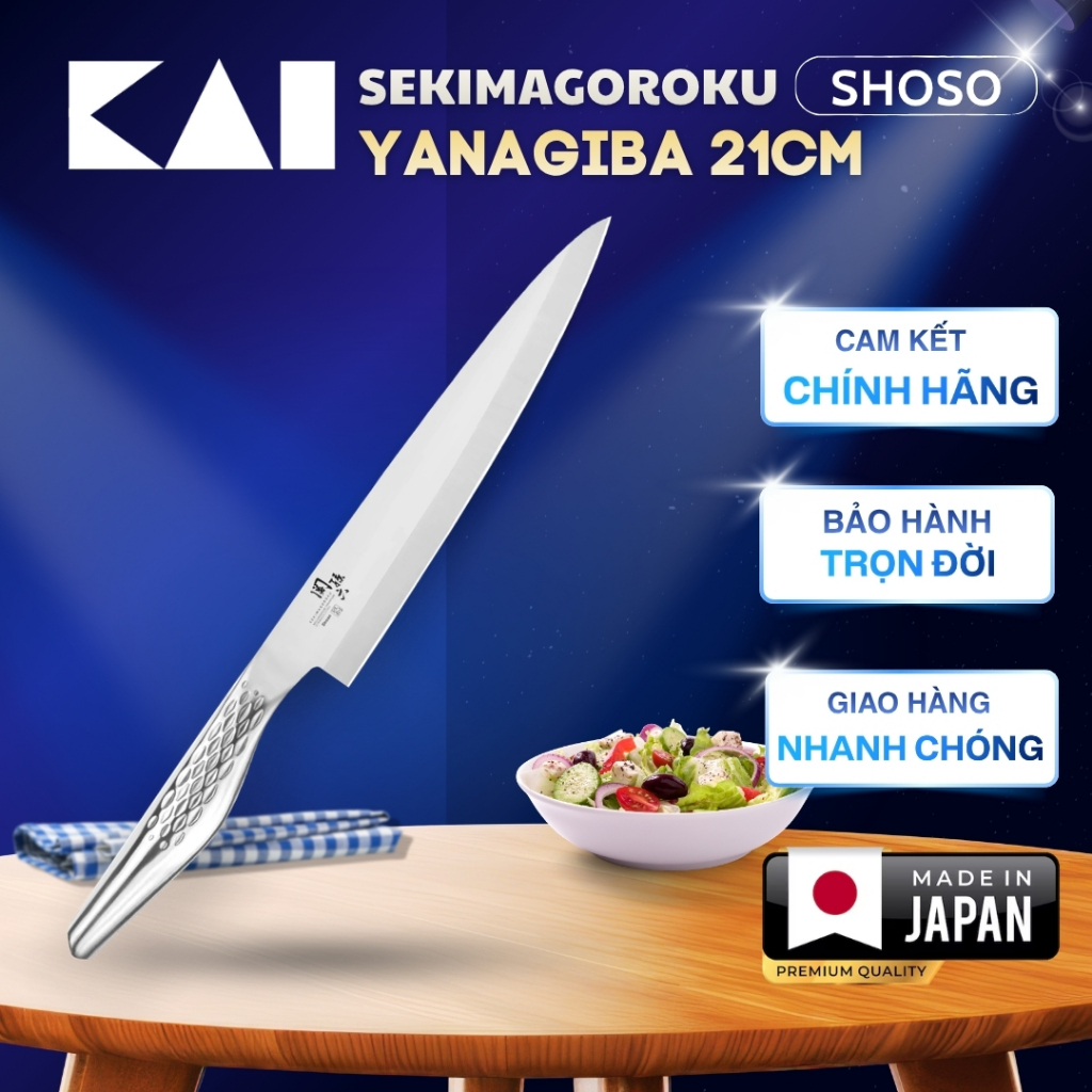 Dao sashimi Nhật KAI Sekimagoroku Shoso Yanagiba Dao tay phải chuyên dụng cho cắt thái sushi sashimi