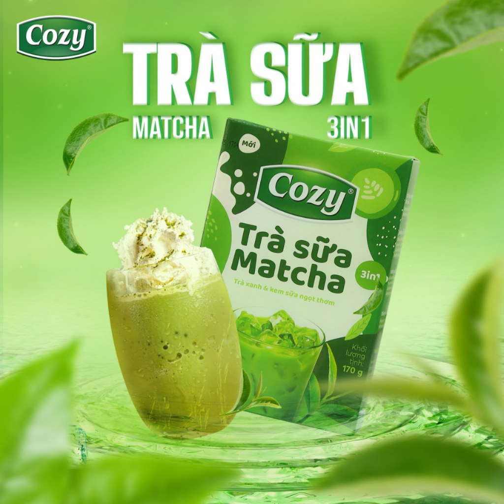 Combo 3 Hộp Trà Sữa Matcha Cozy 3IN1( 170g x 10 gói) - Trà Sữa Hoà Tan Cozy Vị Matcha Thơm Ngon