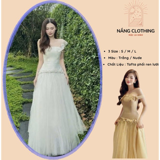 Đầm trắng tiệc cưới sang trọng dáng dài công chúa siêu xinh-hàng cao cấp-váy trắng trễ vai dự tiệc tiểu thư nhẹ nhàng