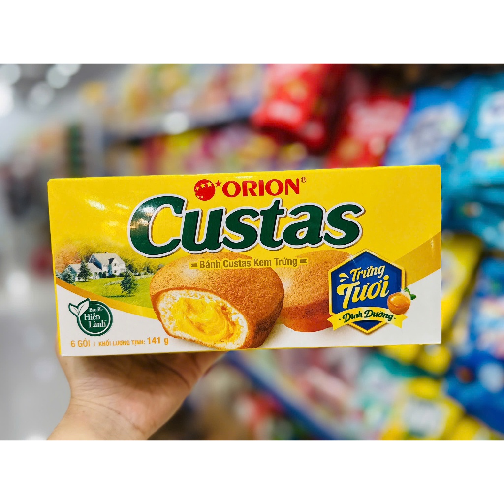 💛 BÁNH Orion Custas Kem Trứng – NGON MỀM, BÉO MỊN KHÓ CƯỠNG, Bánh bông lan Custas