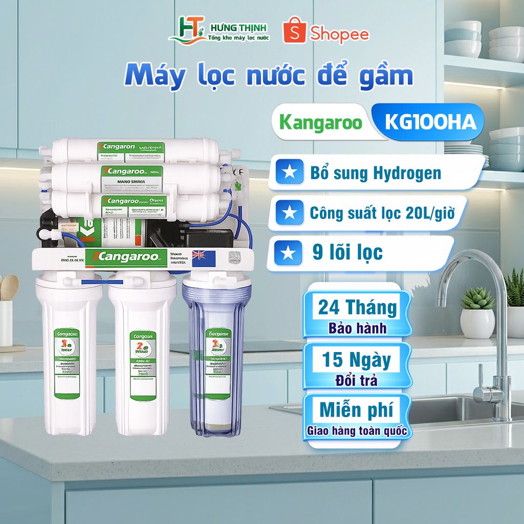 Máy Lọc Nước Kangaroo Hydrogen KG100HA Không Tủ Gọn Nhẹ Tiết Kiệm Diện Tích Không Gian