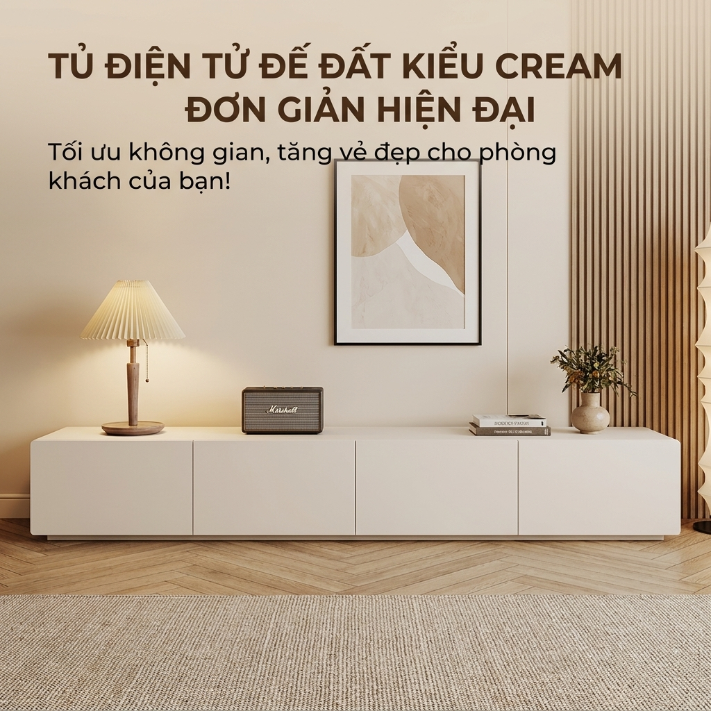 Kệ Tivi Màu Kem Phong Cách Hàn Quốc Tối Giản Hiện Đại Có Ngăn Kéo 120/140/160cm Phòng Khách Đẹp | BigBuy360 - bigbuy360.vn