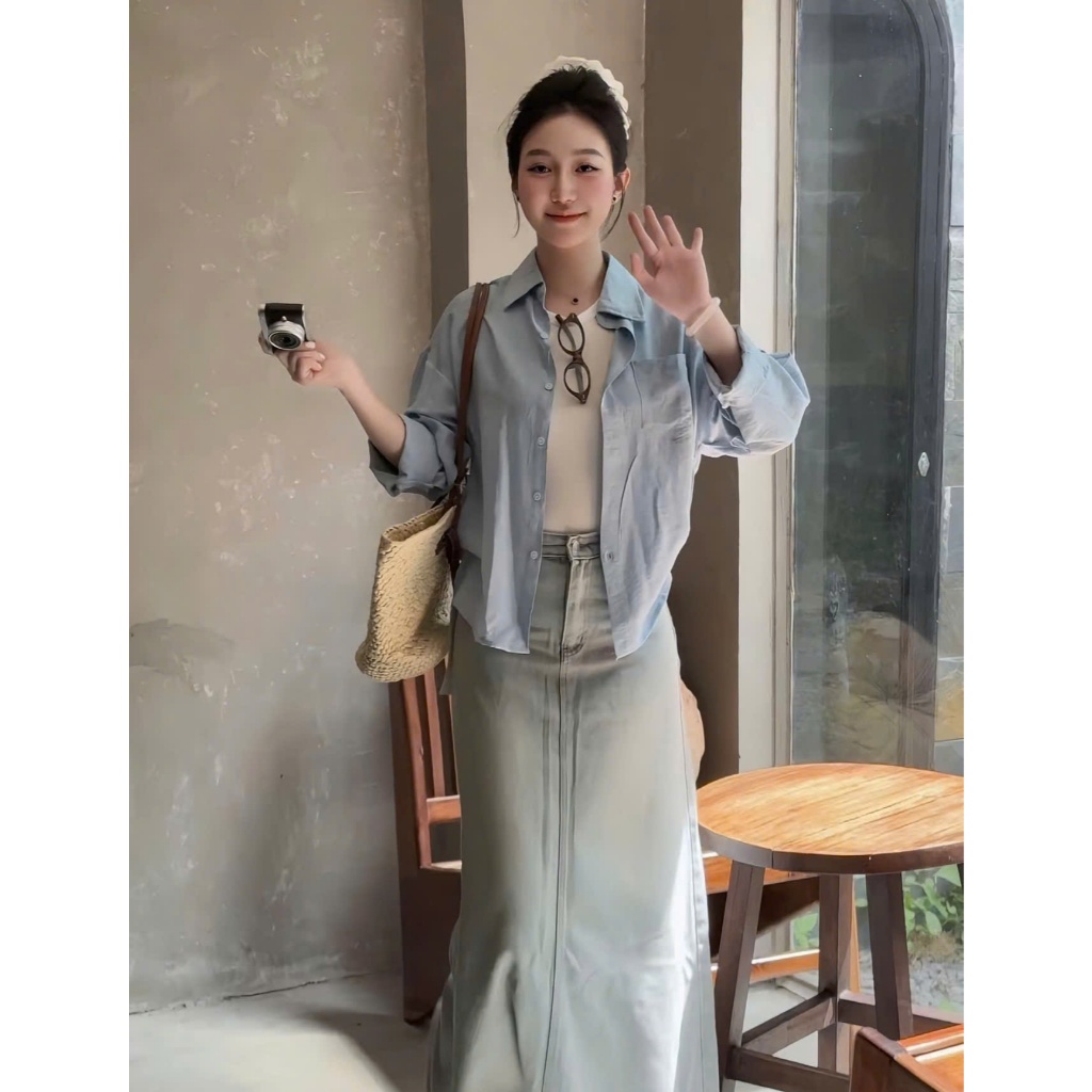 Áo sơ mi đũi tay dài nữ mềm mịn mát phong cách hàn quốc áo sơ mi nữ tay dài H07 Qiho store | BigBuy360 - bigbuy360.vn