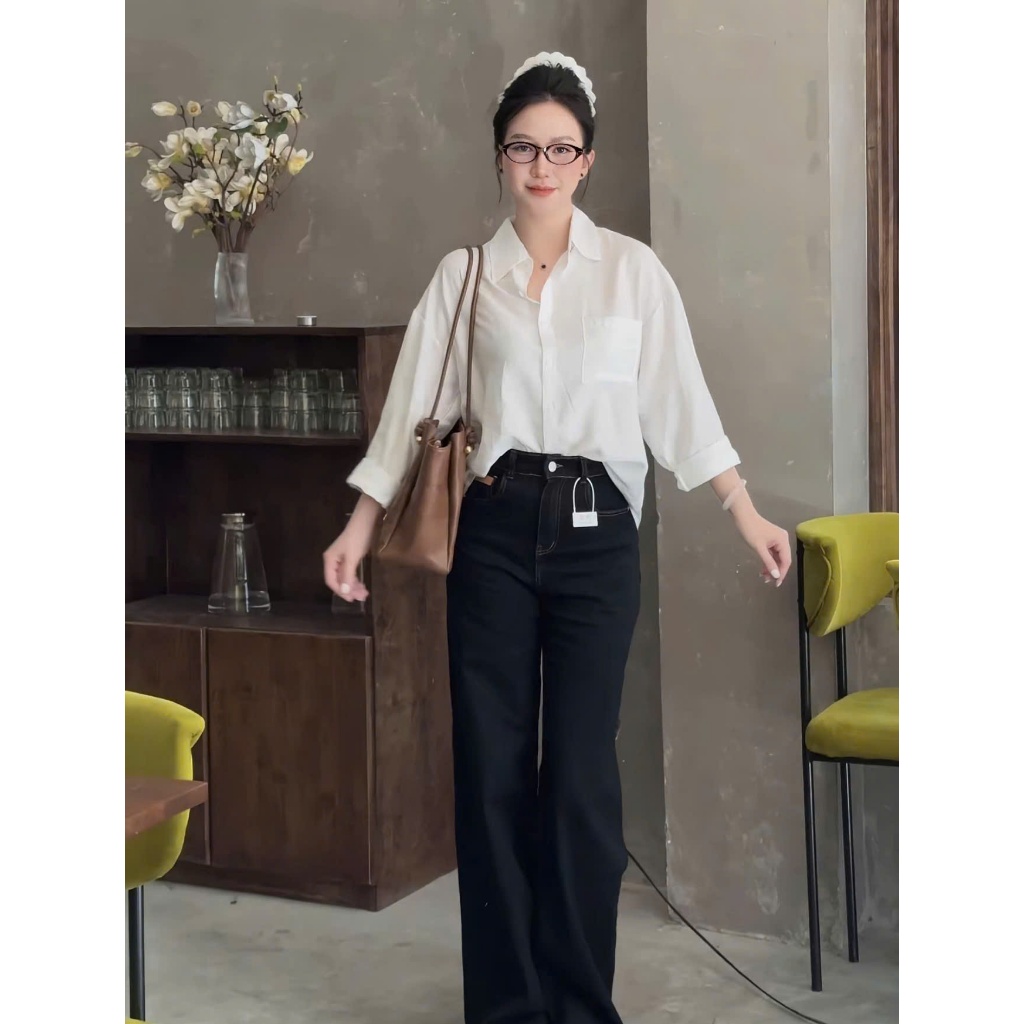 Áo sơ mi đũi tay dài nữ mềm mịn mát phong cách hàn quốc áo sơ mi nữ tay dài H07 Qiho store | BigBuy360 - bigbuy360.vn