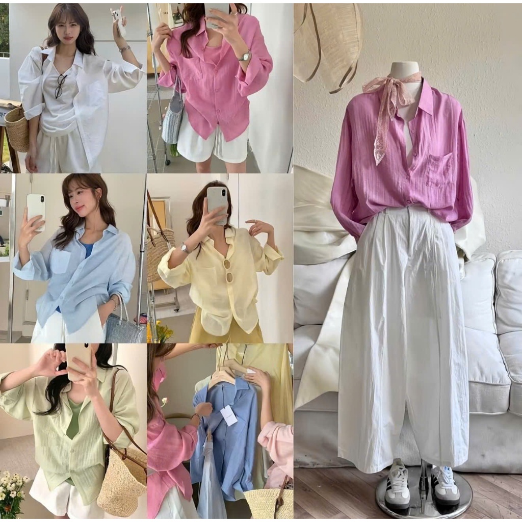 Áo sơ mi đũi tay dài nữ mềm mịn mát phong cách hàn quốc áo sơ mi nữ tay dài H07 Qiho store | BigBuy360 - bigbuy360.vn