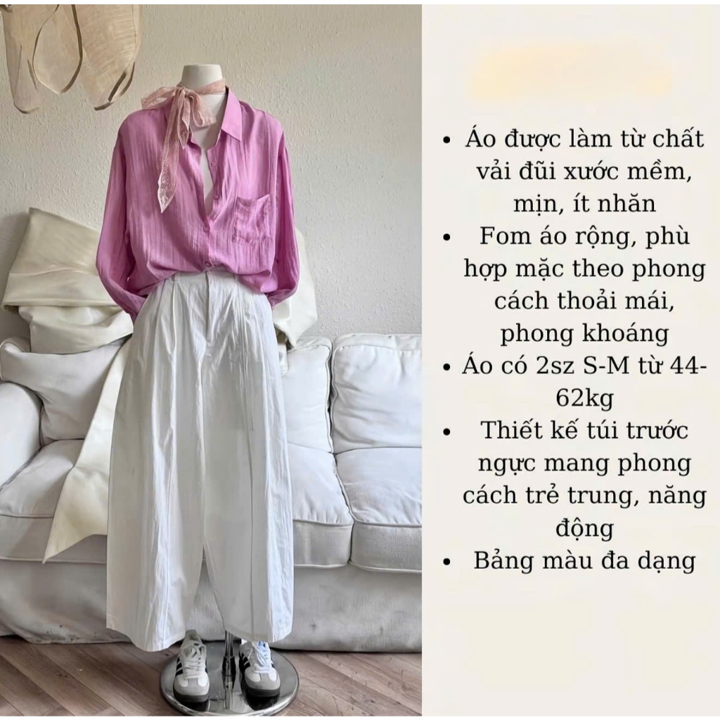 Áo sơ mi đũi tay dài nữ mềm mịn mát phong cách hàn quốc áo sơ mi nữ tay dài H07 Qiho store | BigBuy360 - bigbuy360.vn