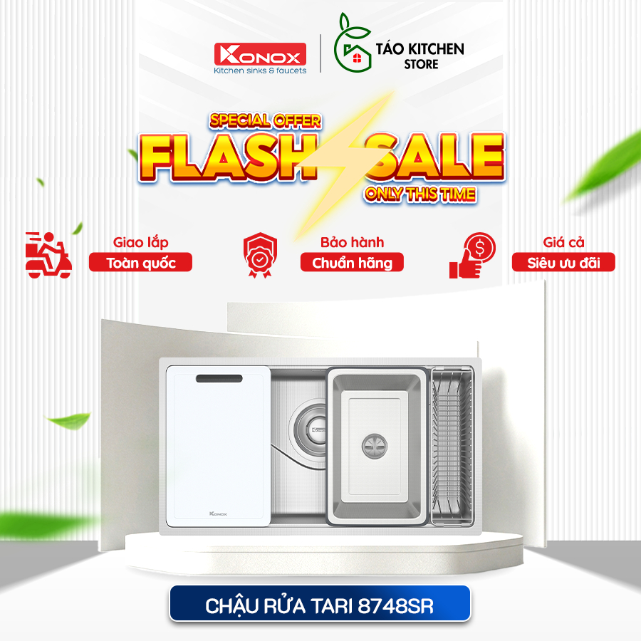 Chậu rửa bát chống xước Konox phong cách Nhật TARI 8748SR chất liệu SS304 - CTV, Hiện đại