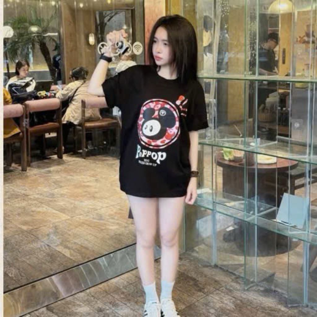 Áo phông Poppop chuột dễ thương hot trend girl phố dễ phối đồ