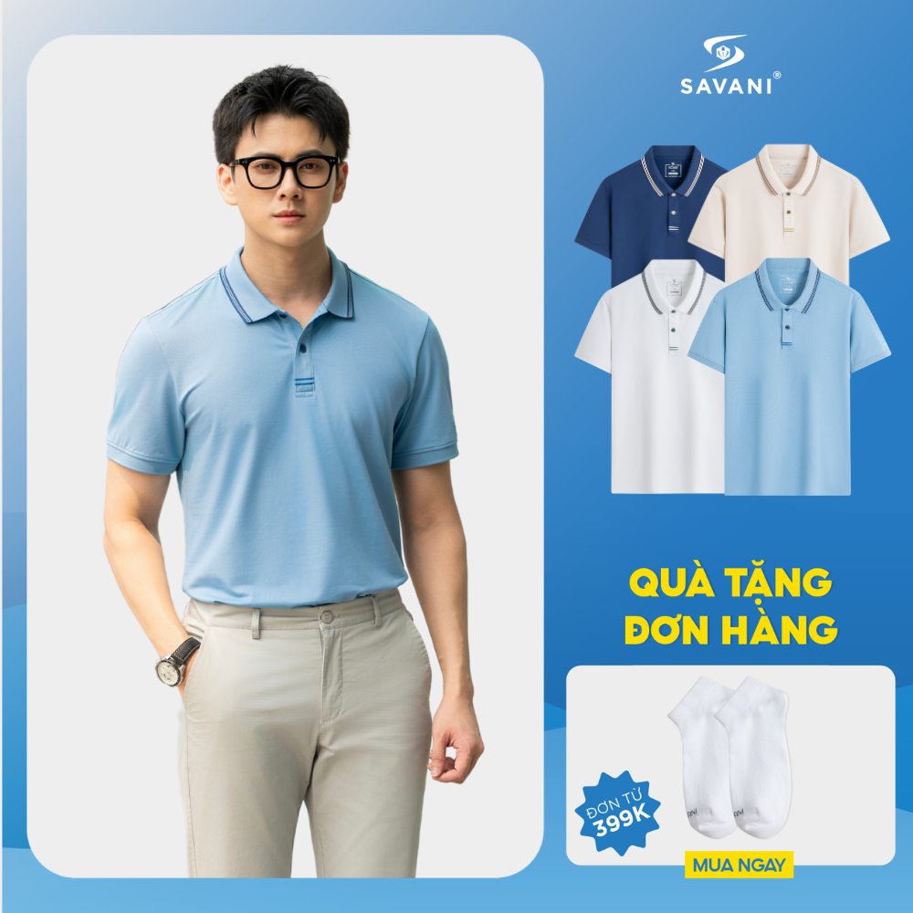 Áo Polo Nam SAVANI Cao Cấp, Áo Thun Nam Co Dãn Tốt, Thoáng Mát, Thấm Hút Tốt MPUA012S6
