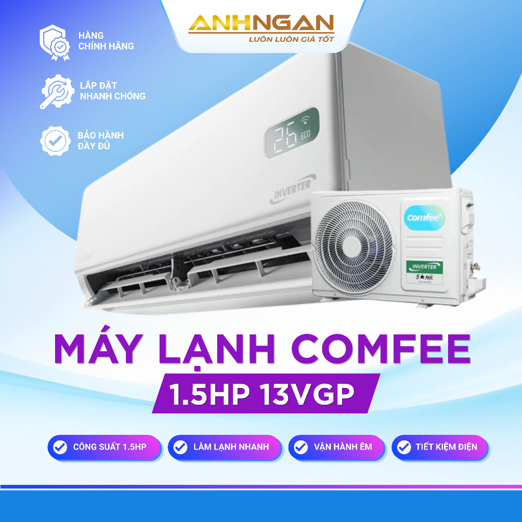 Máy Lạnh Comfee Inverter 1.5HP CFS-13VGPF – 12000BTU Thái Lan, Tiết Kiệm Điện