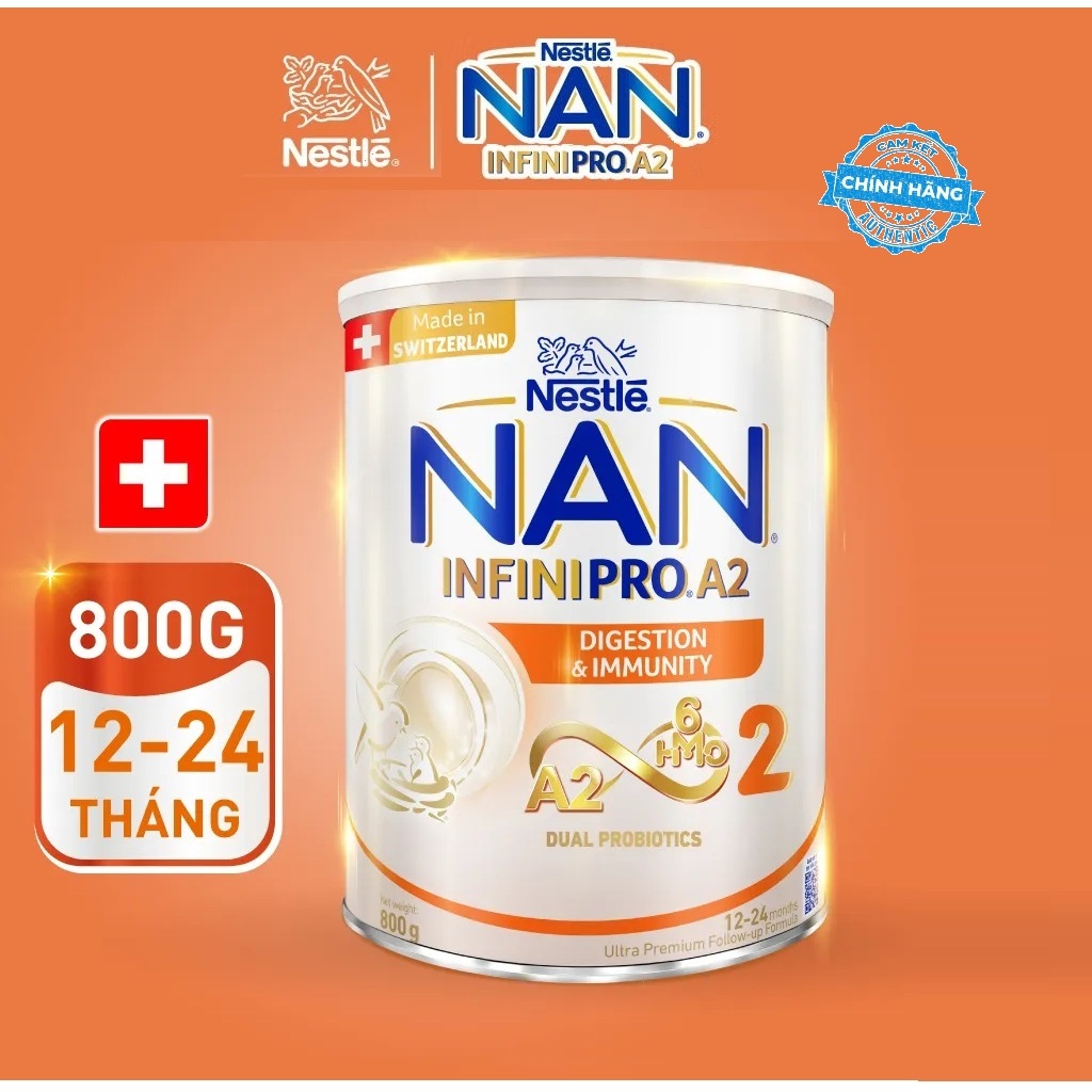 Sữa Nan INFINIPRO A2 6HMO Số 2 Nhập Khẩu Thụy Sĩ 800g (Lô Mới)