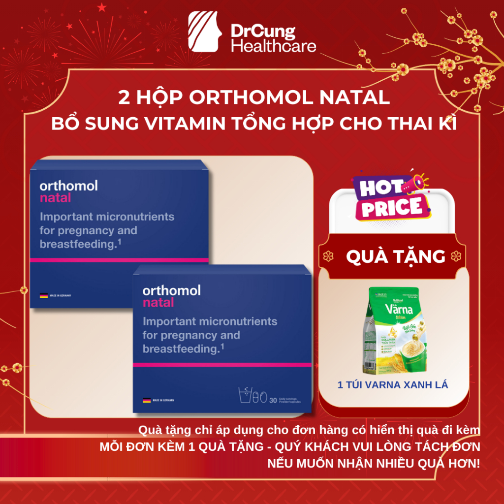 COMBO 2 HỘP Vitamin Tổng Hợp Orthomol Natal - Bổ Sung Sắt, Acid Folic, Canxi, Lợi Khuẩn