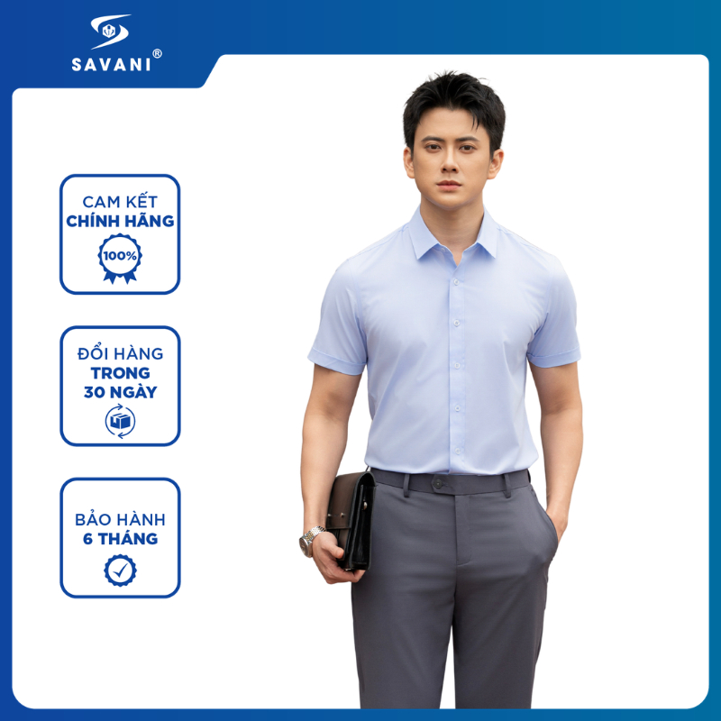 Áo Sơ Mi Nam SAVANI Premium Chất Liệu Cao Cấp Thấm Hút Mồ Hôi Không Nhăn Co Dãn Tốt MSSA016S6