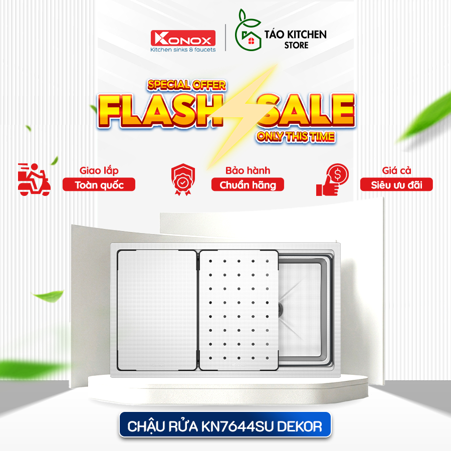 Chậu rửa bát chống xước Konox KN7644SU Dekor - CTV, chống bám bẩn, dễ vệ sinh