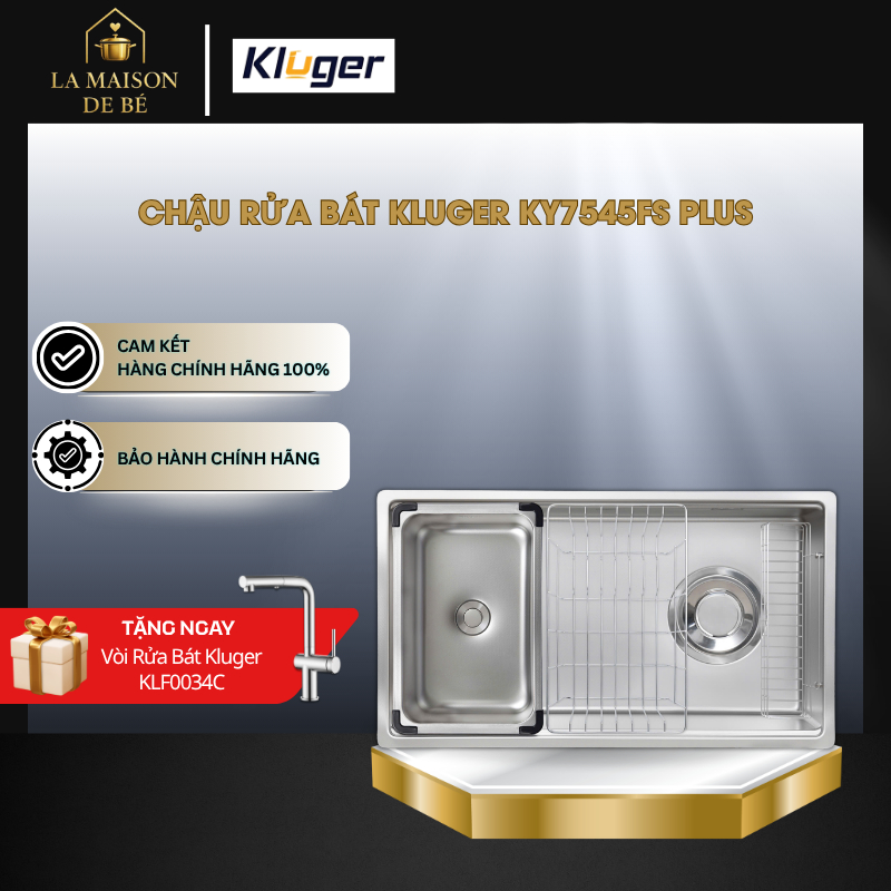 Chậu Rửa Bát Kluger KY7545FS – S75 Basic/ Plus – Inox POSCO 304 - Bề Mặt Chống Xước – LMS