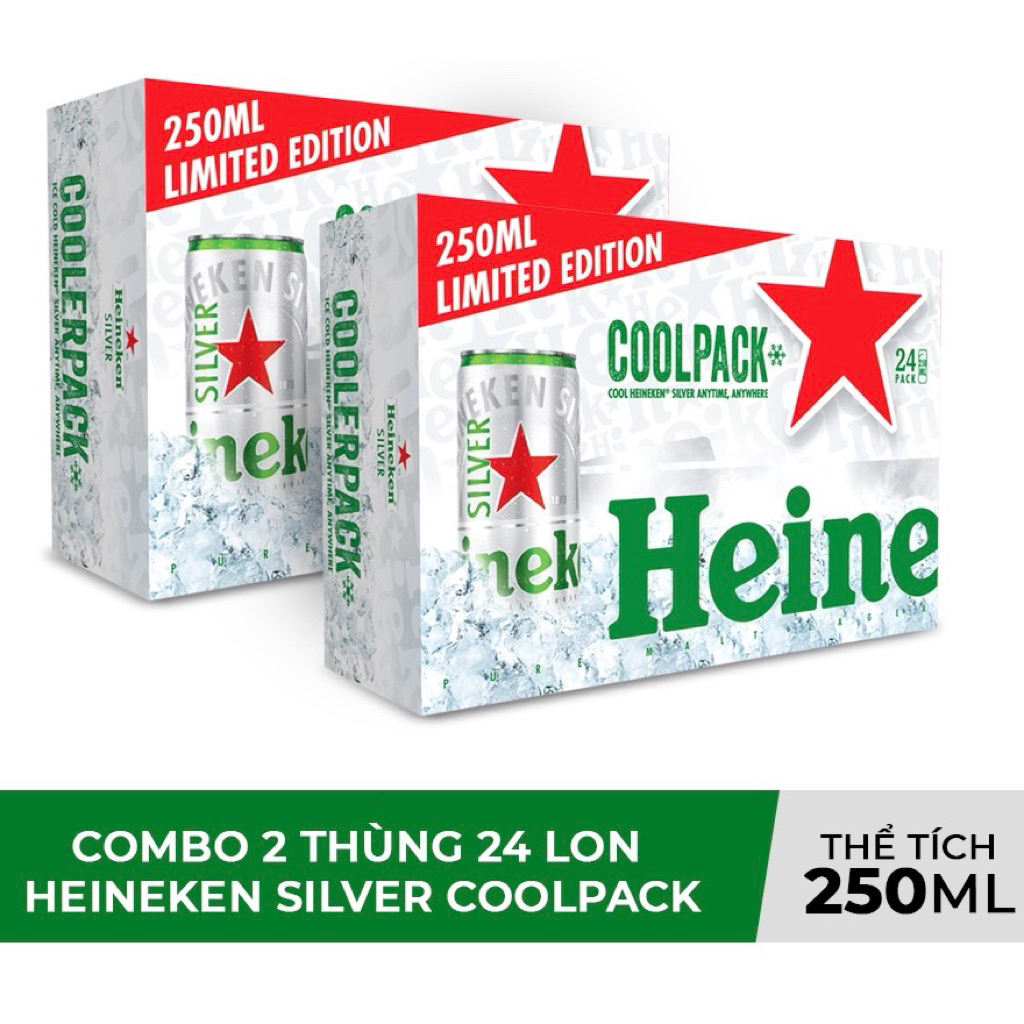 [Combo 2 Thùng] Bia Heniken Coolpack 250ml