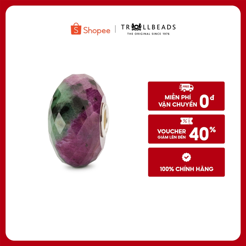 Trollbeads Bead Đá quý Ruby Zoisite Bead