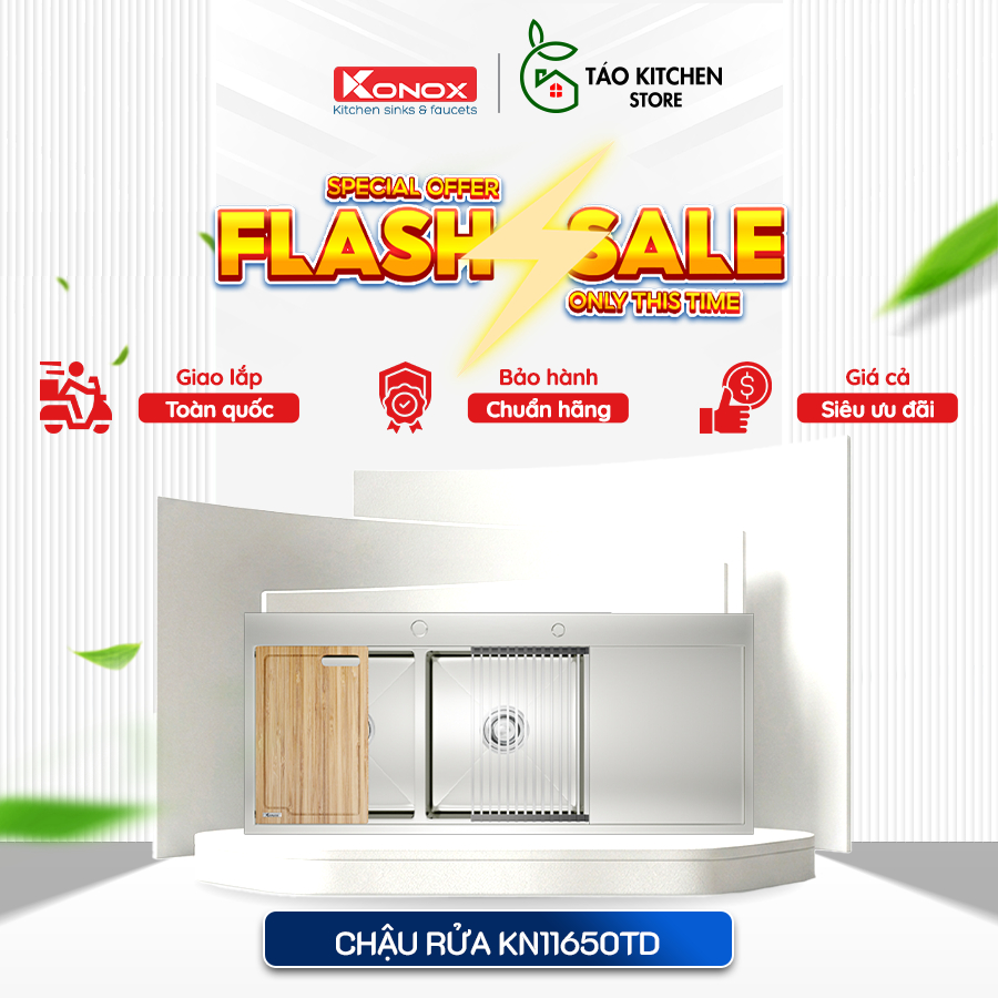 Chậu Rửa Bát Cao Cấp Inox 304 2 Hố Kèm Bàn Chờ Workstation - Topmount Sink KN11650TD - Hiện Đại, Bền