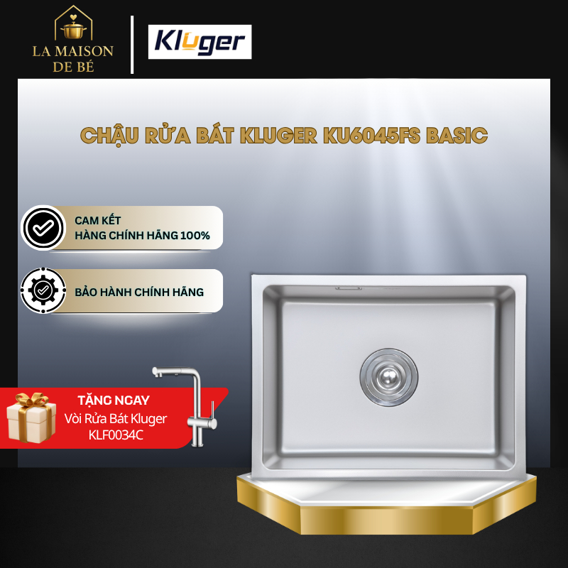Chậu Rửa Bát Kluger KU6045FS Basic - Nhỏ Gọn - Chống Xước - Inox 304 Cao Cấp - LMS