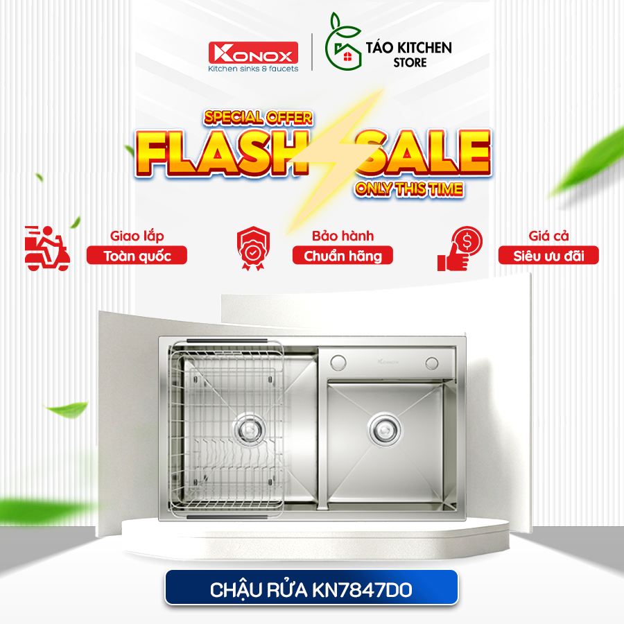 Chậu rửa bát Konox cao cấp lắp trên mặt bàn Overmount Sink KN7847DO tiện dụng - Bền bỉ, hiện đại