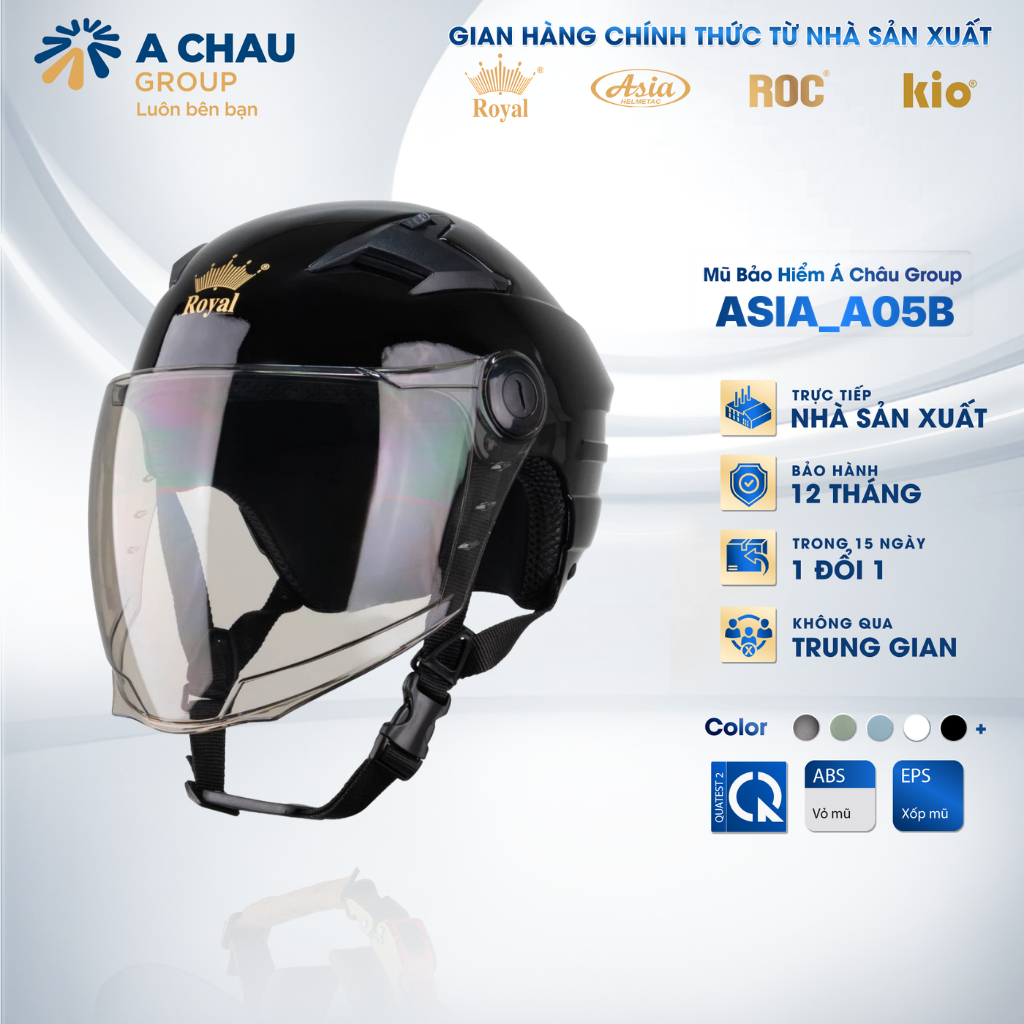 [Nhà Sản Xuất] Nón Bảo Hiểm Nửa Đầu Royal M89K Phiên Bản Kính Trà Dài Che Phủ Tối Ưu Có Lỗ Thông Gió