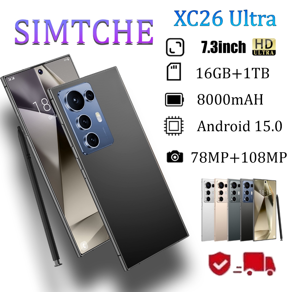 Phiên bản mới của điện thoại thông minh XC26 Ultra 7.3inch HD Screen RAM16GB+ROM1TB 8000mAH 78MP+108