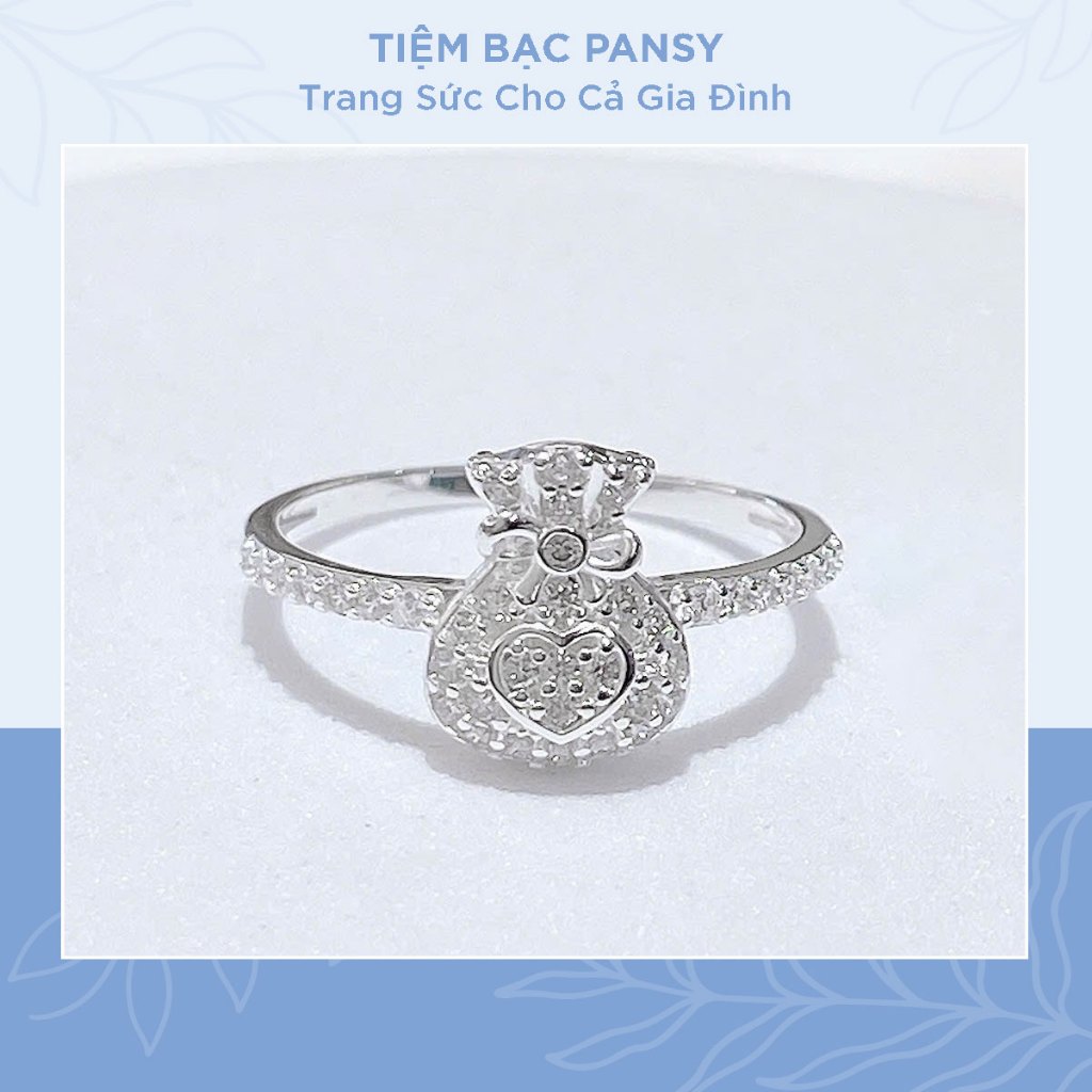 Nhẫn túi tiền viền đá cao cấp, mang ý nghĩa may mắn tài lộc - TIỆM BẠC PANSY
