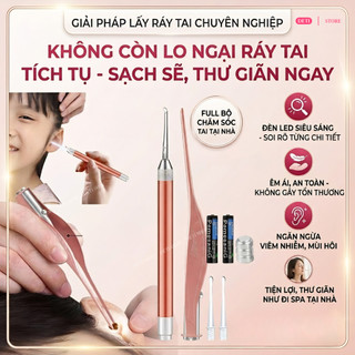 Lấy ráy tai, ngoáy tai có đèn cho bé Bộ dụng cụ lấy ráy tai chuyên nghiệp