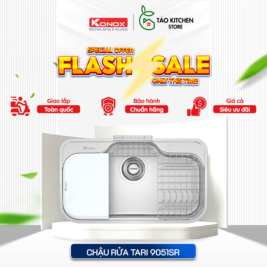 Chậu rửa bát chống xước Konox phong cách Nhật TARI 9051SR Basic chất liệu SS304 - CTV