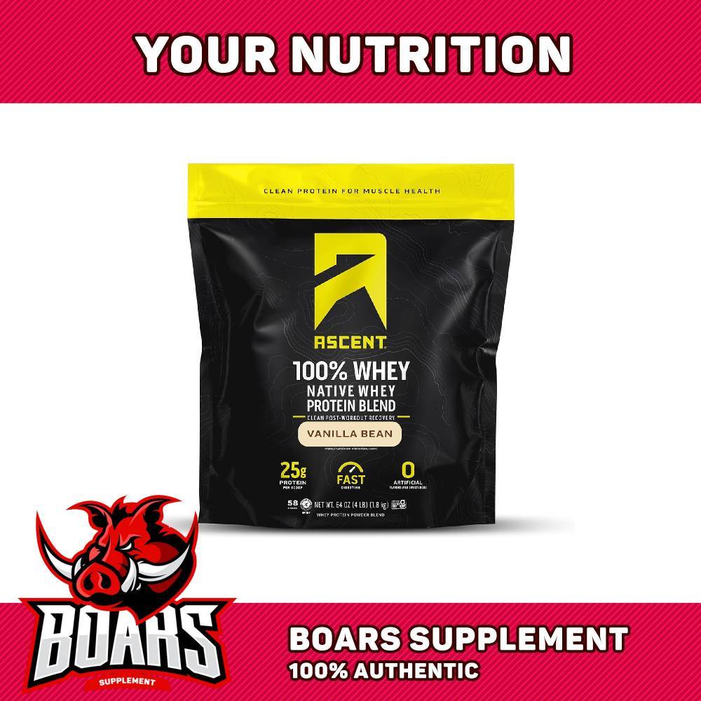 Ascent 100% Whey Protein – Native Whey Blend Tăng Cơ Sạch Từ Sữa Bò (62 Servings)