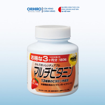 Viên nhai vitamin tổng hợp Orihiro vị dâu lọ 180 viên