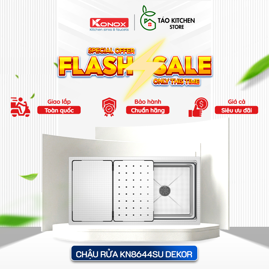 Chậu rửa bát chống xước Konox KN8644SU Dekor - CTV, phù hợp mọi gian bếp