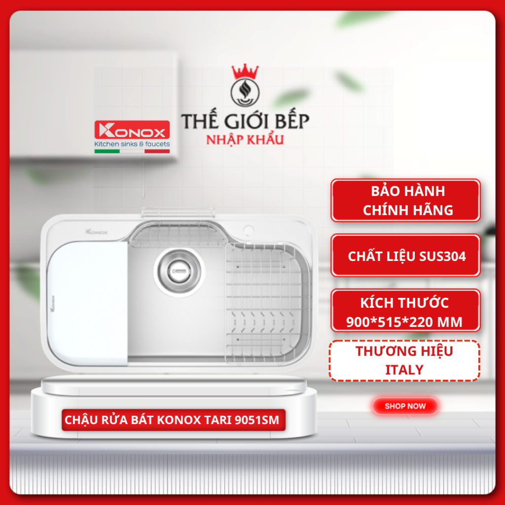 Chậu Rửa Bát Konox Tari 9051SM - Thiết Kế Rộng, Thoát Nước Nhanh