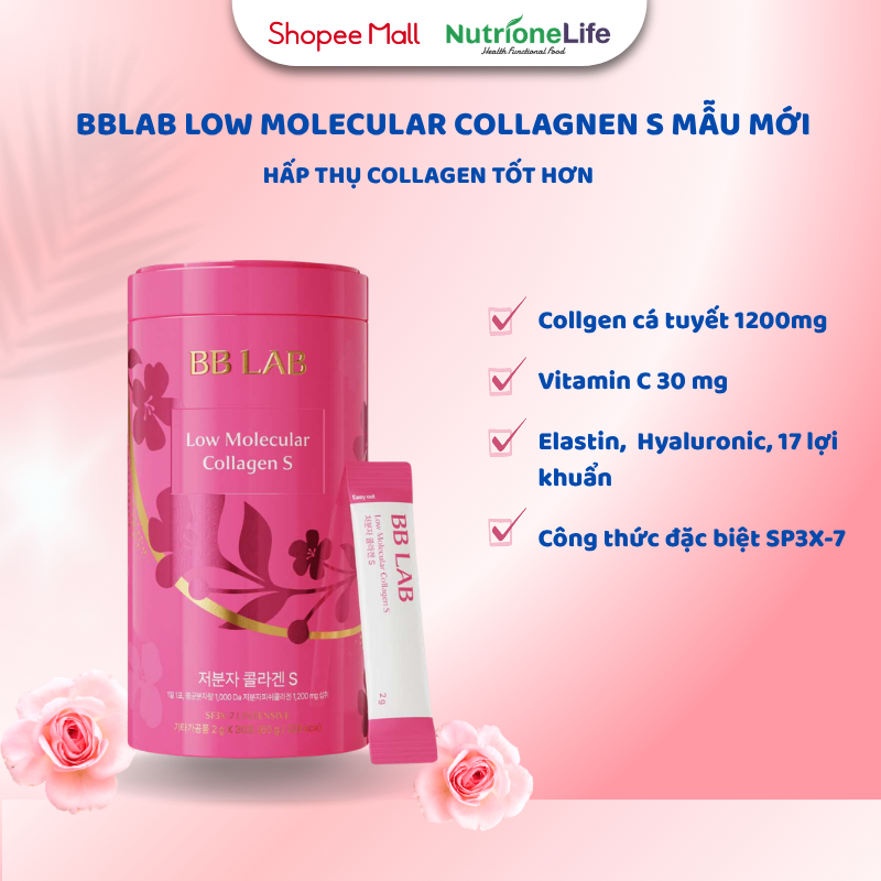 Bột Collagen BBLAB Mẫu Mới Low Molecular Collagen S Chậm Lão Hóa Da, Sáng Da Căng Bóng, Giảm Nếp Nhă