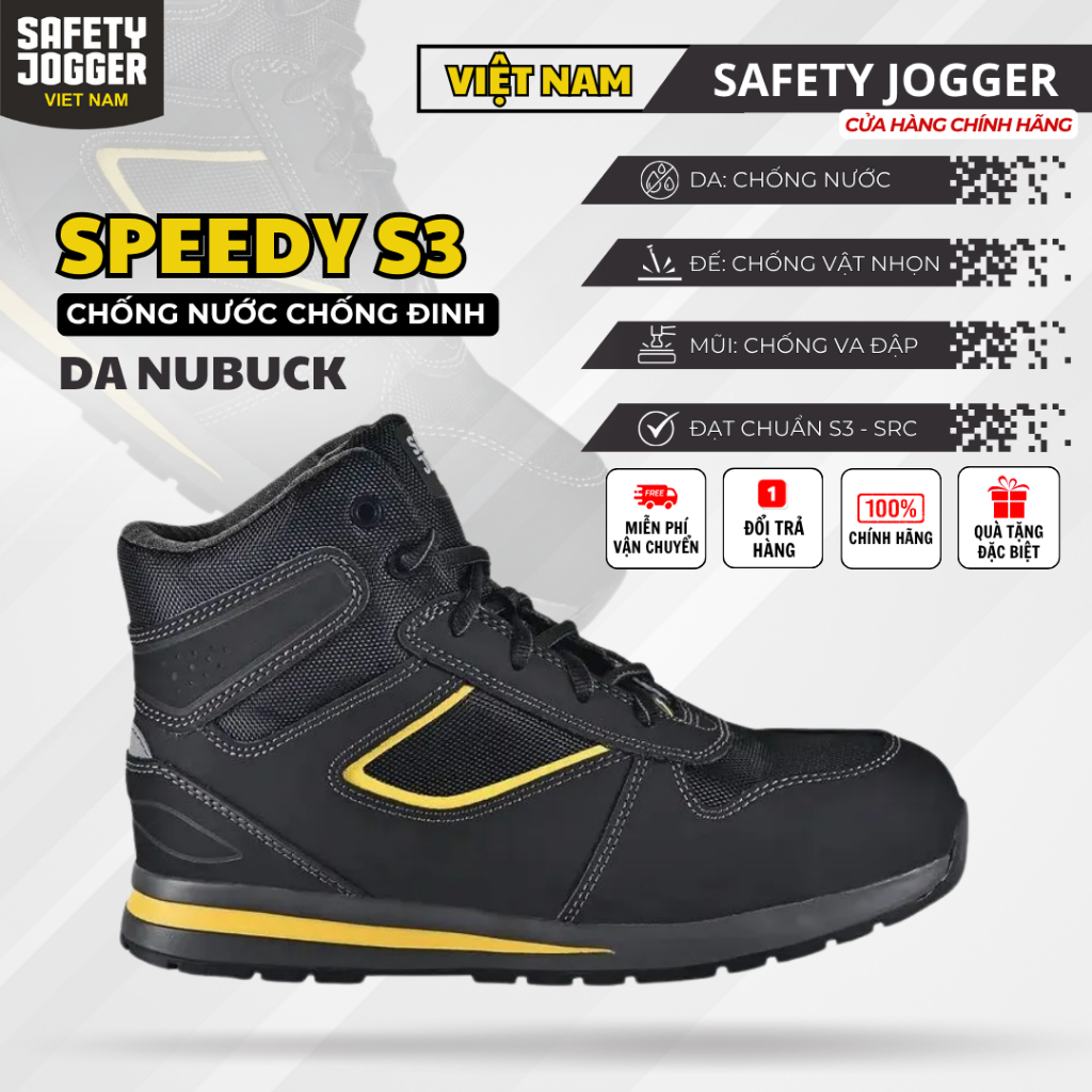 [SAFETY JOGGER] Giày Bảo Hộ Safety Jogger Speedy Chịu Nhiệt Độ Cao Chống Nước & Dầu Chống Đinh Nhọn