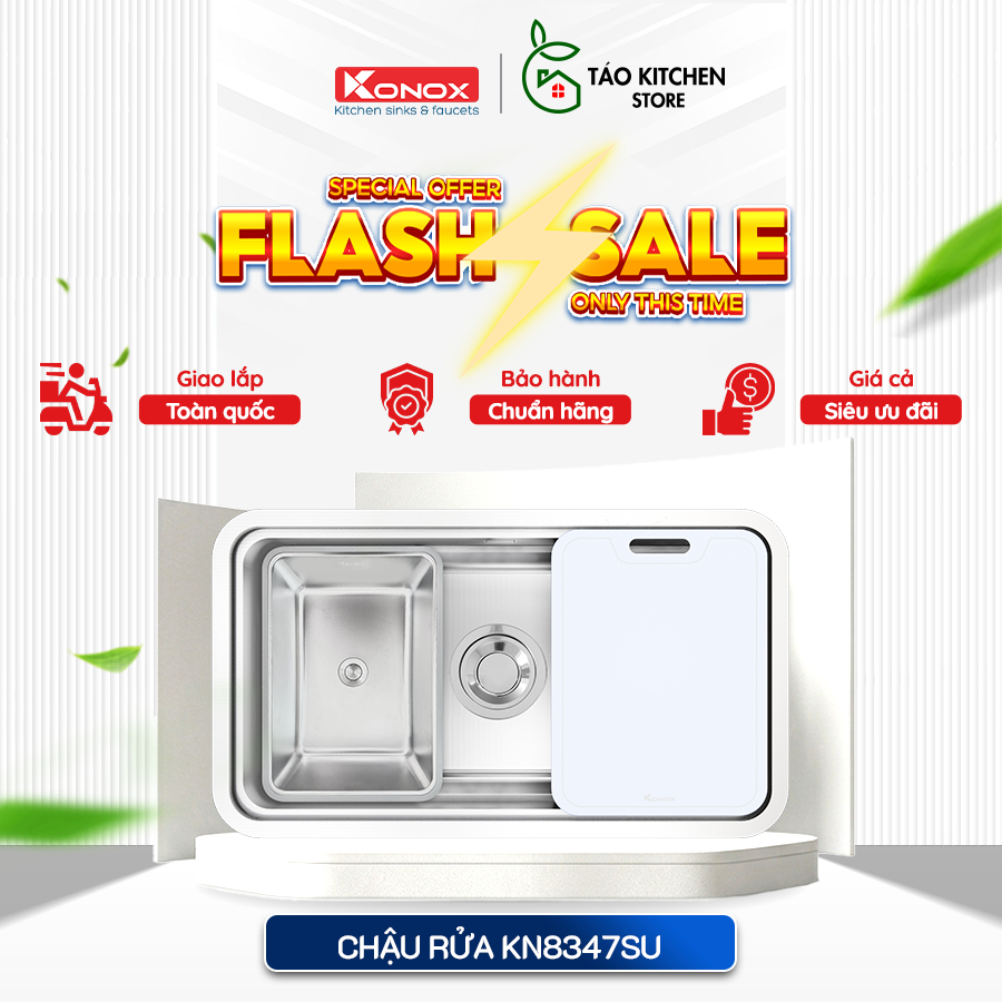 Chậu Rửa Chén Inox SS304 Konox Đa Năng KN8347SU Dekor - CTV, Nhỏ gọn, dễ lắp đặt