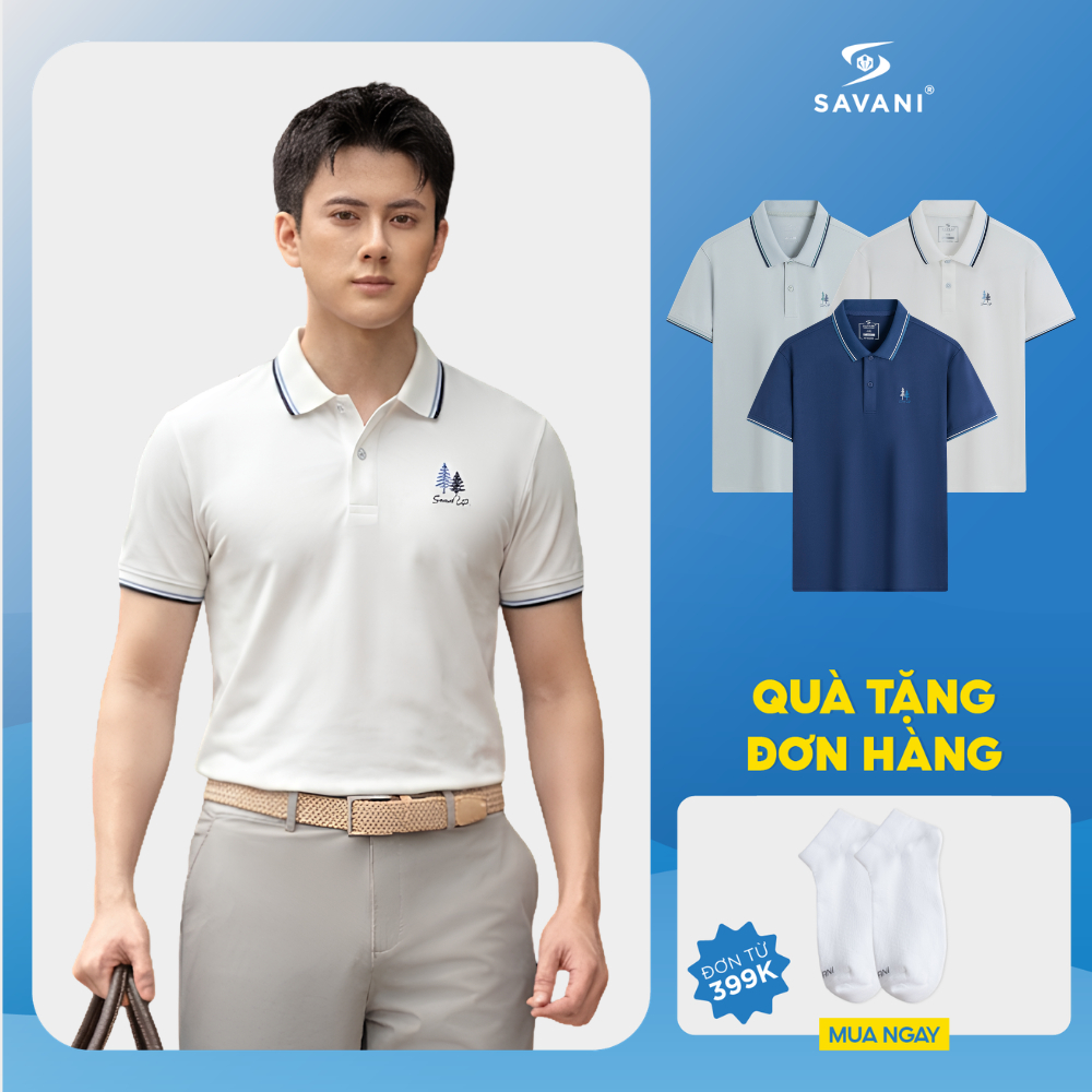 Áo Polo Nam SAVANI Cao Cấp, Áo Thun Nam Đồng Phục, Thấm Hút Mồ Hôi, Co Dãn Tốt MPCA004S6