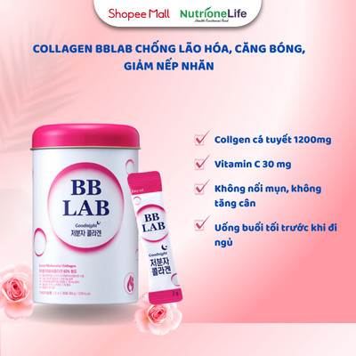 Bột Uống Collagen BB LAB Low Molecular Collagen Chậm Lão Hóa Da, Sáng Da Căng Bóng, Giảm Nếp Nhăn, Mờ Nám 30 Gói/Hộp