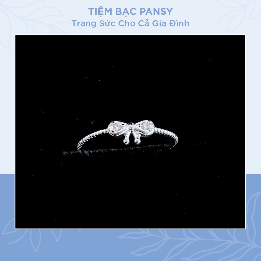 Nhẫn bạc nữ PANSY hình nơ đính đá tiểu thư sang trọng - TIỆM BẠC PANSY