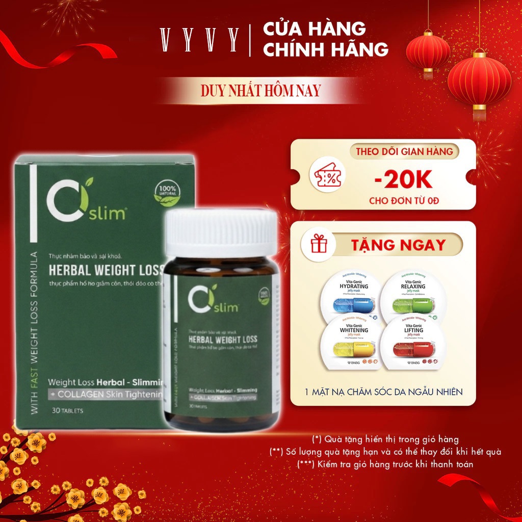 Ci slim Giảm Cân Thảo Mộc Viên Uống Giảm Cân Cấp Tốc Giảm Eo Thải Mỡ Bụng An Toàn Hộp 30 Viên