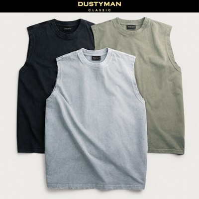 Áo Thun Ba Lỗ  Wash Nam Fade Dustyman, Vải Cotton Thoáng Mát, Chống Co Rút, Mài Rách Thủ Công
