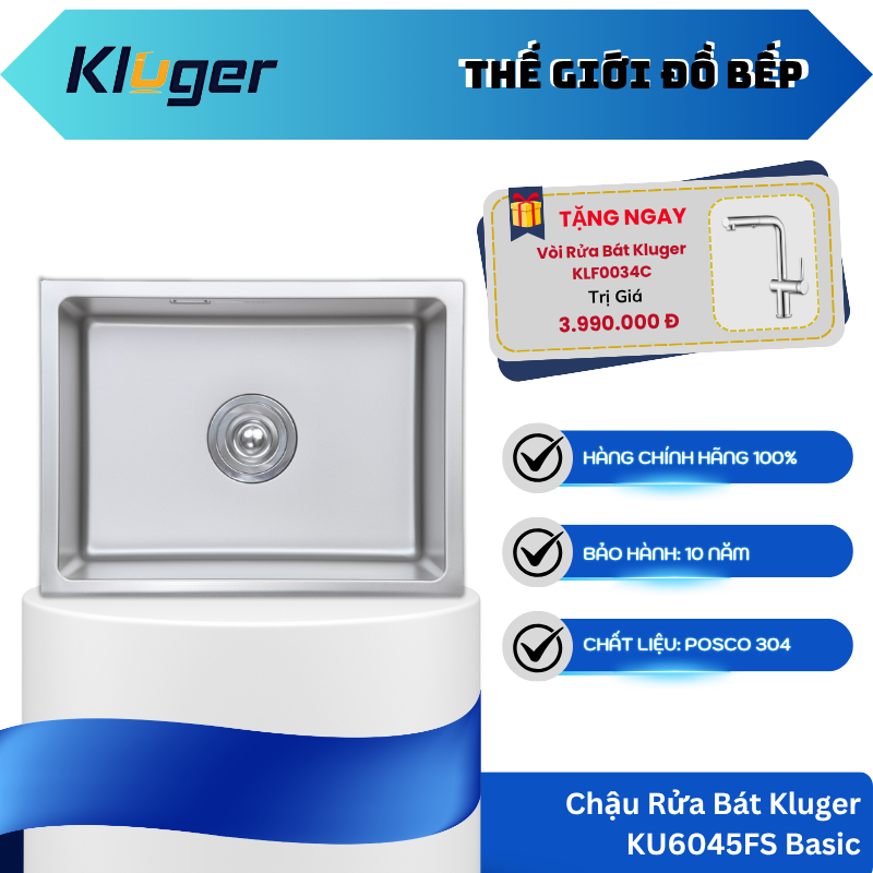 Chậu Rửa Bát Kluger KU6045FS Basic – Bề Mặt Linen Thế Hệ Mới – Chống Bám Dầu – Chống Mỡ - TGB