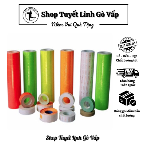 01 cuộn tem giá 1.5cm dùng cho máy bấm giá – Nhãn dán giá tiền, giấy in thấm mực nhanh