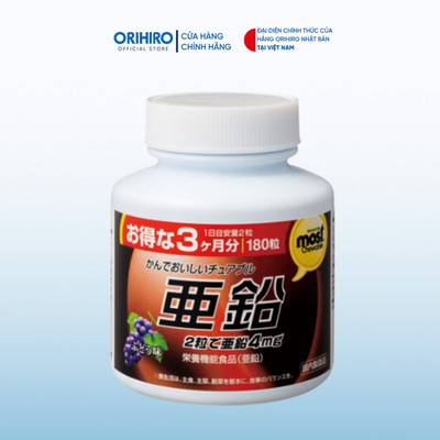 Viên nhai bổ sung Kẽm Orihiro Most Chewable 180 viên
