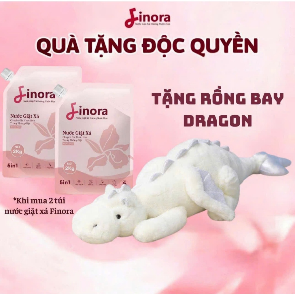 Combo 2 Túi Nước Giặt Xả Finora loại 2L + TẶNG 1 Rồng bay Dragon